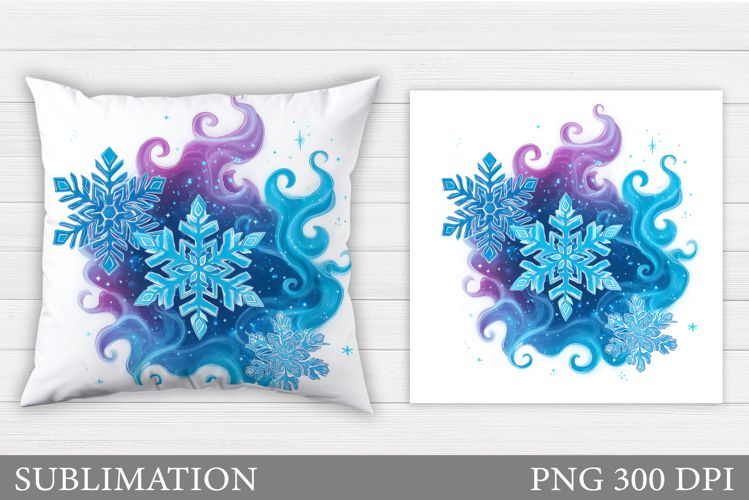 Snowflakes Pillow Design. Winter Pillow Sublimation