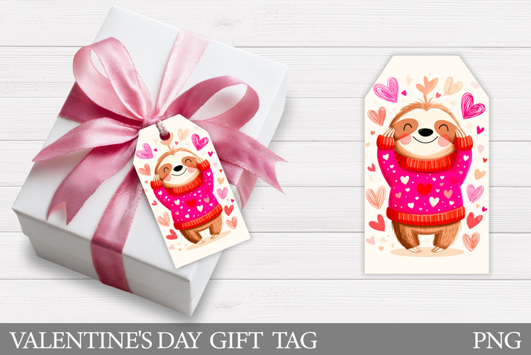Valentines Sloth Gift Tag. Valentines Gift Tag Design