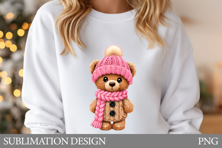 Christmas Bear T-Shirt Design. Cute Bear Sublimation