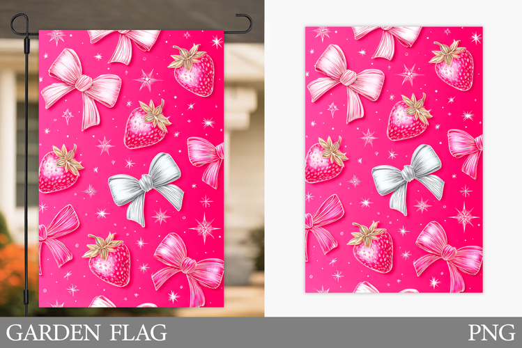 Strawberry Garden Flag Design. Summer Garden Flag