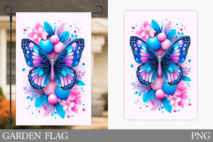 Butterfly Garden Flag Design. Butterfly Sublimation example image 1