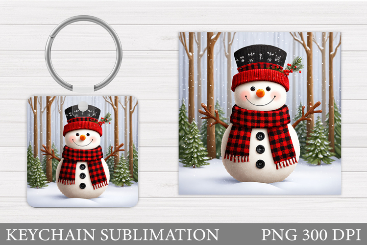 Christmas Snowman Keychain. Christmas Keychain Sublimation