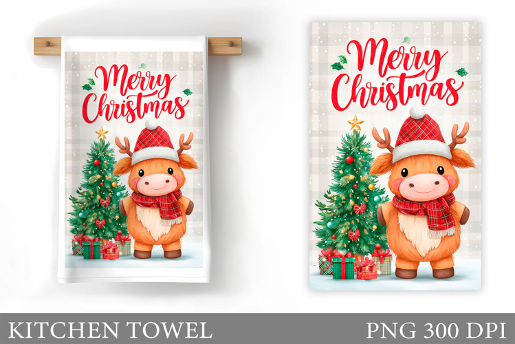 Christmas Cow Kitchen Towel Design. Christmas Kitchen Towel