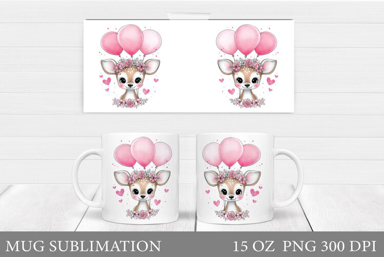 Cute Deer Mug Design. Cute Deer Sublimation example image 1