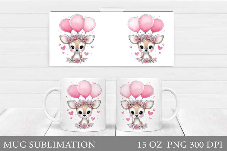 Cute Deer Mug Design. Cute Deer Sublimation