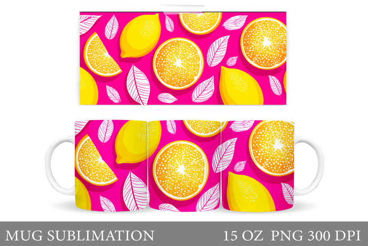 Lemons Mug Design. Summer Mug Sublimation