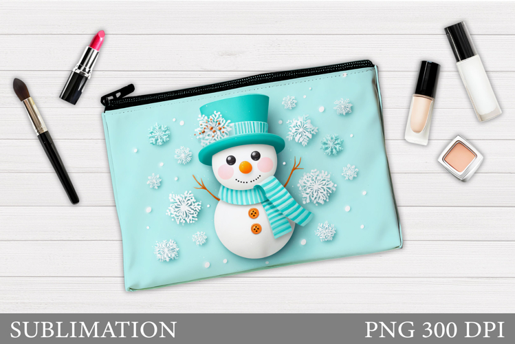 Snowman Cosmetics Bag. Christmas Makeup Bag Sublimation