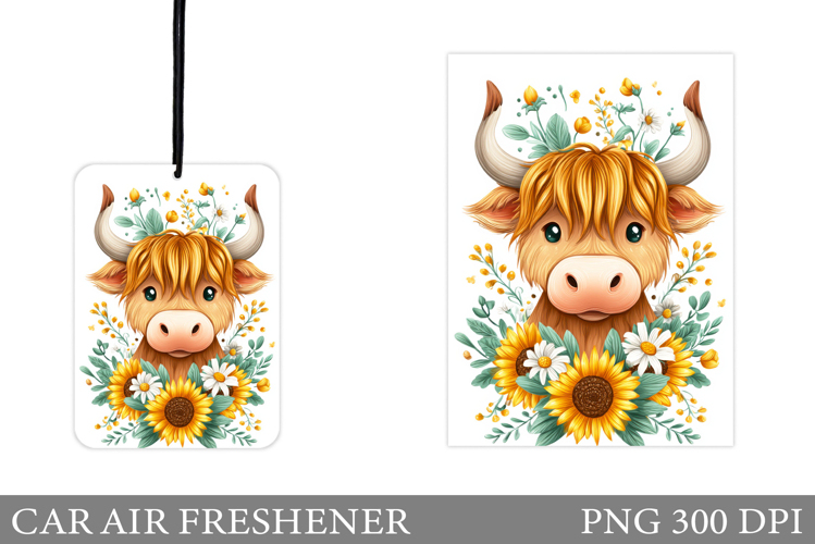 Cute Cow Car Air Freshener. Cute Cow Sublimation