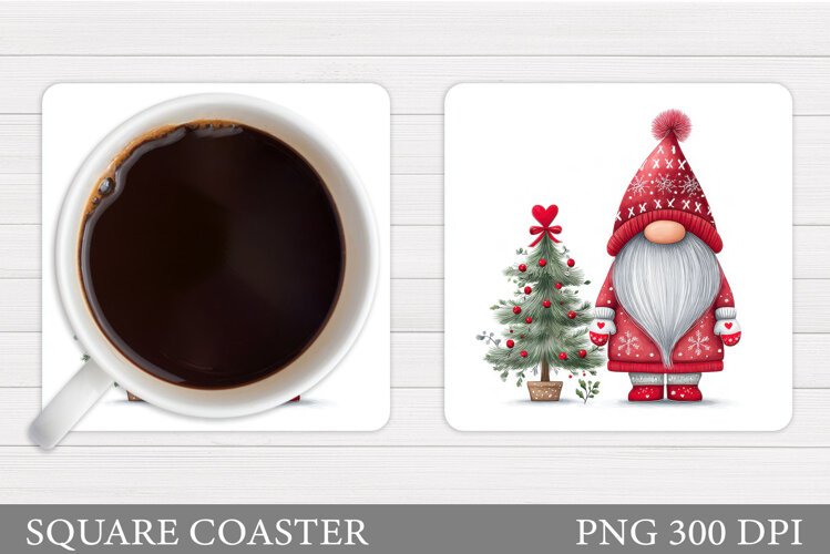 Christmas Gnome Coaster. Christmas Coaster Sublimation example image 1