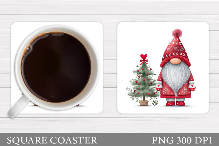 Christmas Gnome Coaster. Christmas Coaster Sublimation