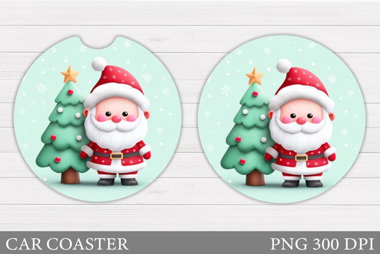 Santa Claus Car Coaster. Christmas Car Coaster Design example image 1
