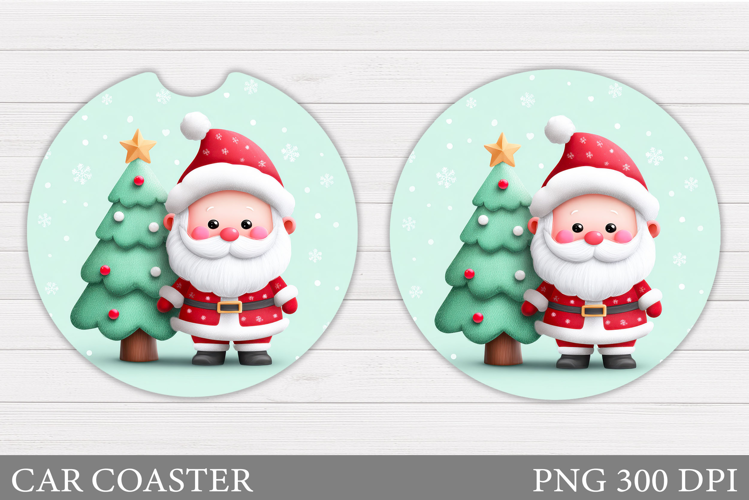 Santa Claus Car Coaster. Christmas Car Coaster Design