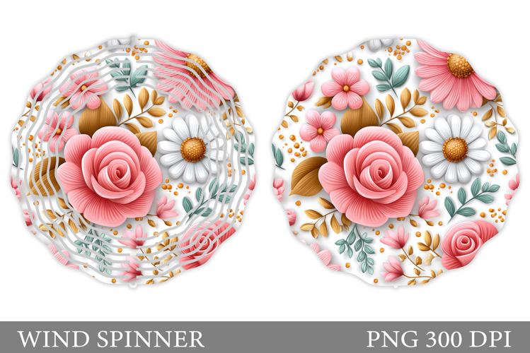 Floral Wind Spinner Sublimation. Flowers Wind Spinner Design