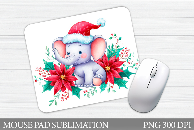 Christmas Elephant Mouse Pad. Christmas Mouse Pad Design