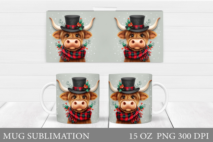 Christmas Cow Mug Design. Christmas Mug Sublimation
