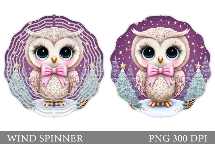 Cute Owl Wind Spinner. Christmas Wind Spinner Sublimation example image 1