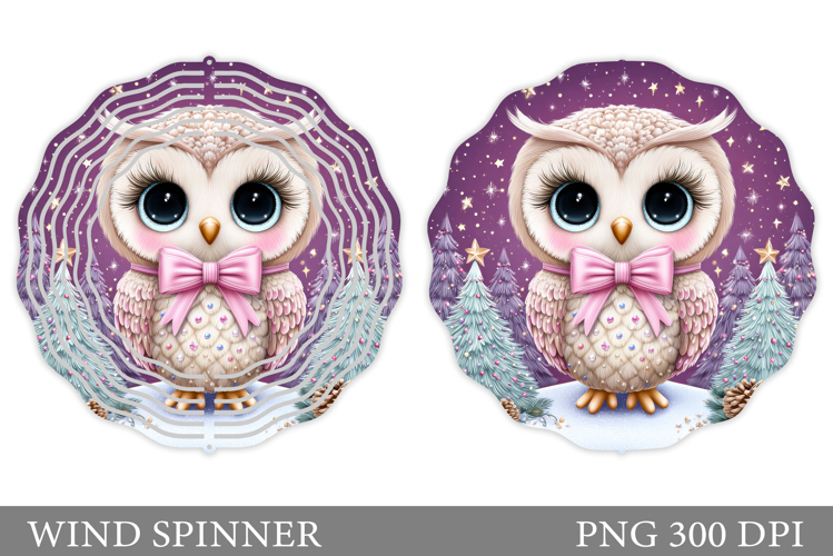 Cute Owl Wind Spinner. Christmas Wind Spinner Sublimation