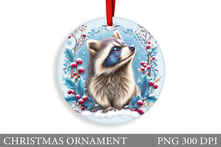 Cute Raccoon Christmas Ornament. Cute Raccoon Sublimation