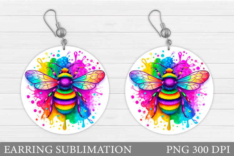 Bee Earring Design. Bee Sublimation example image 1
