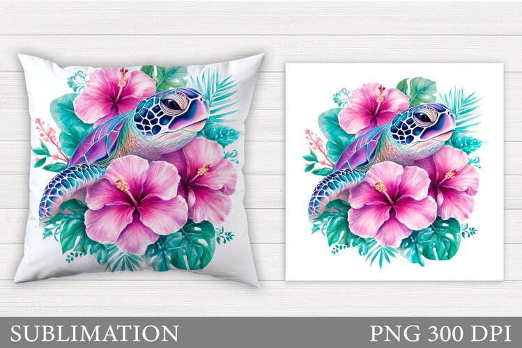 Sea Turtle Pillow Design. Sea Turtle Sublimation example image 1