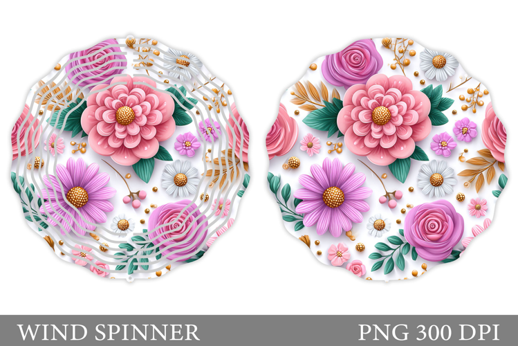 Floral Wind Spinner Sublimation. Flowers Wind Spinner Design