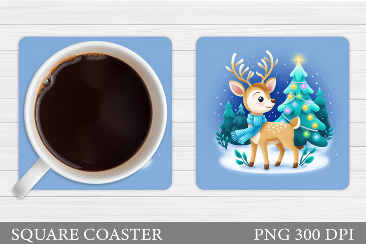 Christmas Deer Coaster Design. Christmas Coaster Sublimation