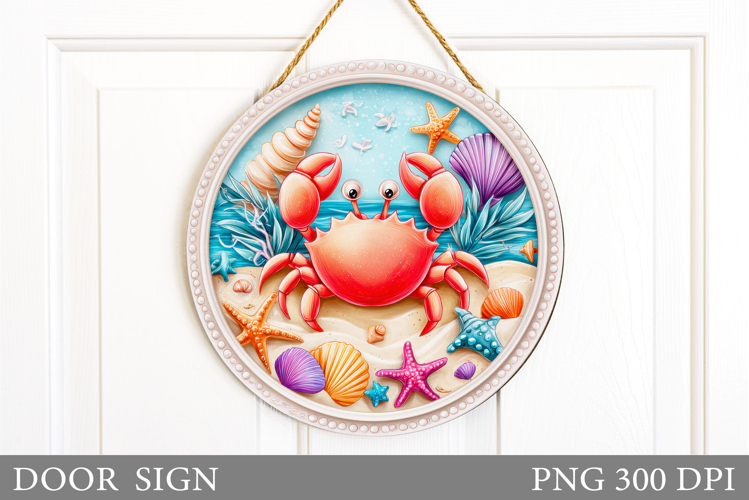 Crab Door Sign Sublimation. Sea Door Sign Design