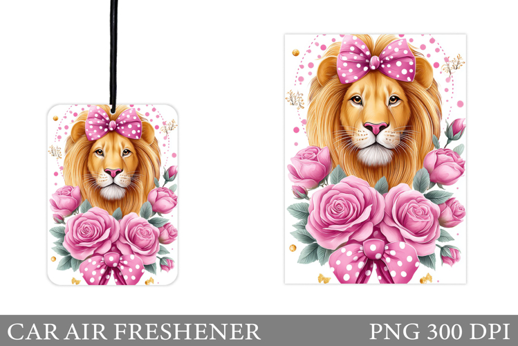 Lion Car Air Freshener Design. Lion Roses Sublimation