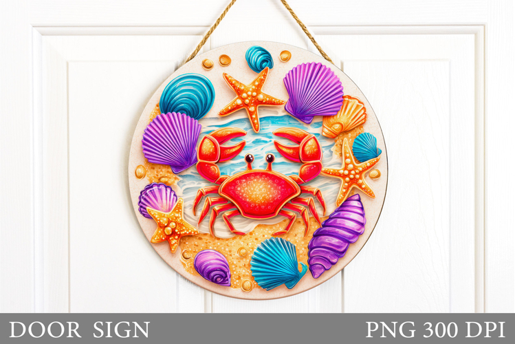 Crab Door Sign Sublimation. Sea Door Sign Design