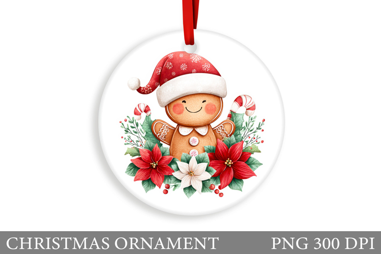 Gingerbread Christmas Ornament. Cute Raccoon Sublimation