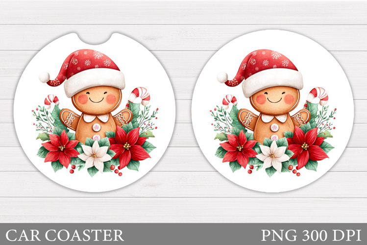 Gingerbread Car Coaster. Christmas Car Coaster Sublimation