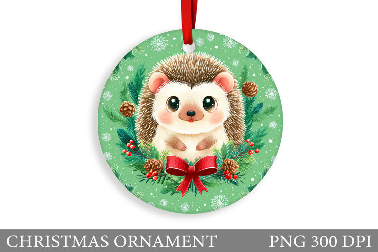 Cute Hedgehog Christmas Ornament. Cute Hedgehog Sublimation example image 1