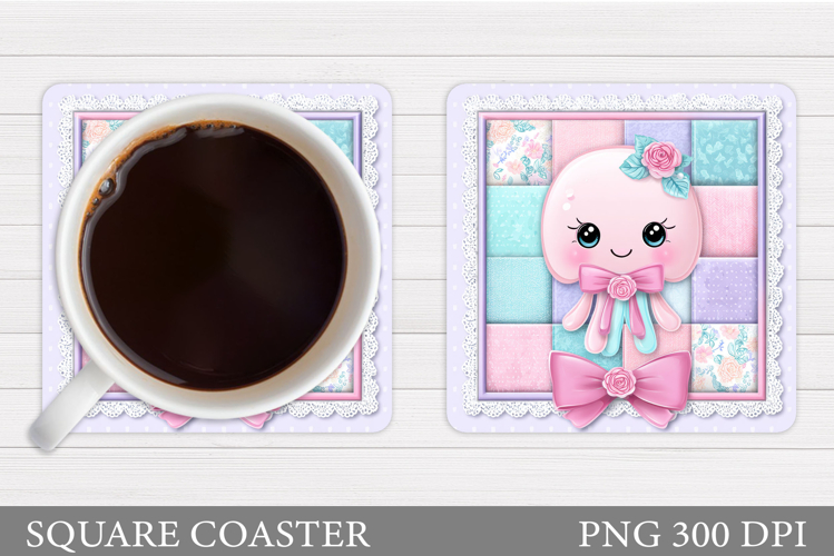 Cute Jellyfish Coaster Design. Cute Jellyfish Sublimation