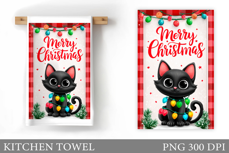 Christmas Cat Kitchen Towel. Christmas Kitchen Towel Design
