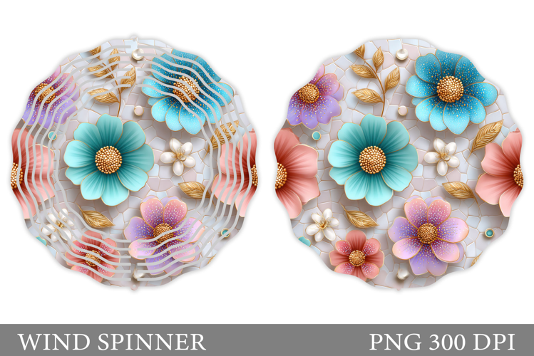 Flowers Wind Spinner Design. Floral Wind Spinner Sublimation