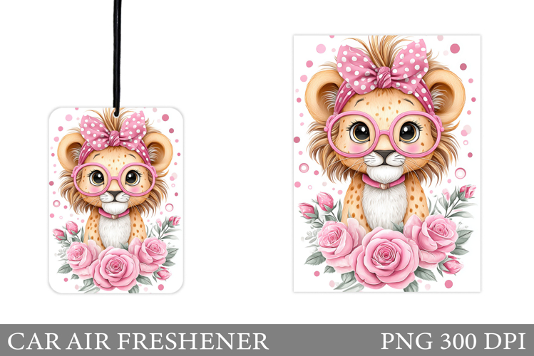 Cute Lion Car Air Freshener. Cute Lion Sublimation
