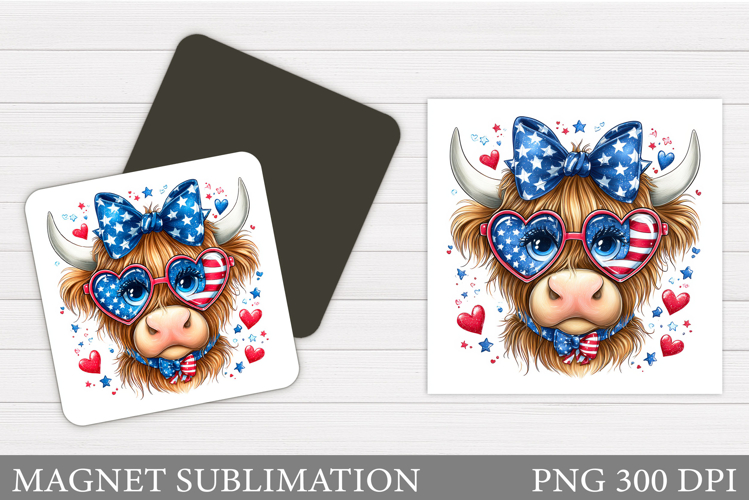 Patriotic Cow Magnet Design. Patriotic Magnet Sublimation example image 1
