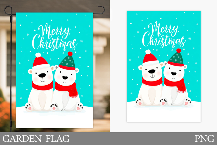 Polar Bear Garden Flag. Christmas Garden Flag Design