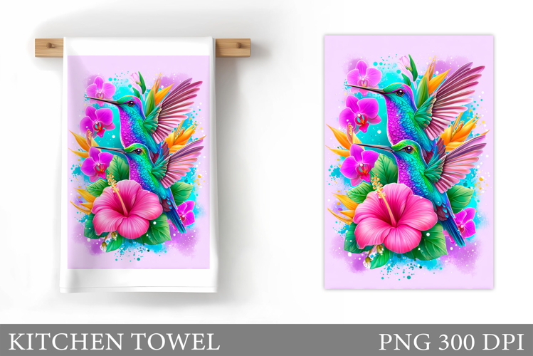 Hummingbird Kitchen Towel. Hummingbird Sublimation
