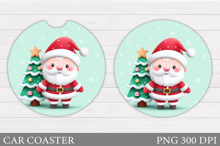 Santa Claus Car Coaster. Christmas Car Coaster Design