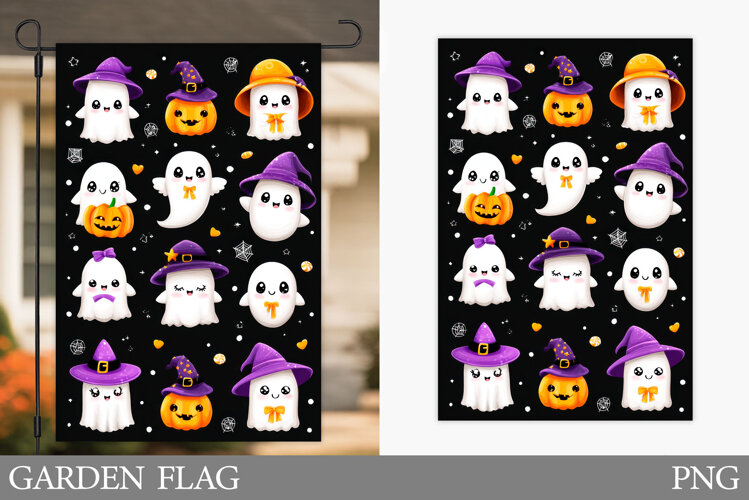 Ghost Garden Flag Sublimation. Halloween Garden Flag Design example image 1