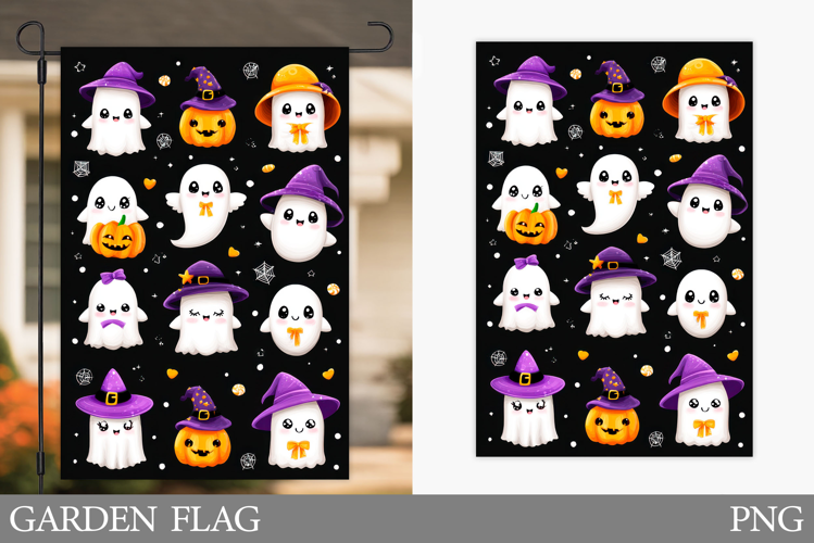 Ghost Garden Flag Sublimation. Halloween Garden Flag Design