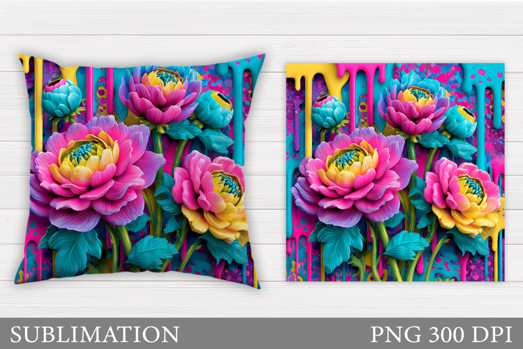 Flowers Pillow Design. Floral Pillow Sublimation