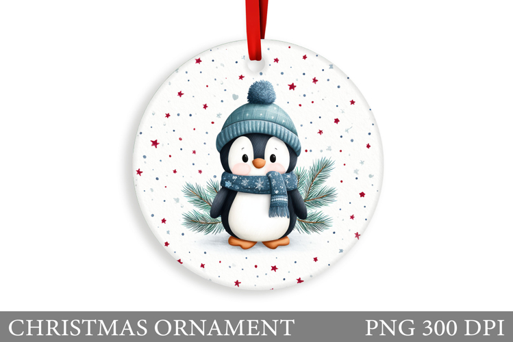 Cute Penguin Christmas Ornament. Cute Penguin Sublimation