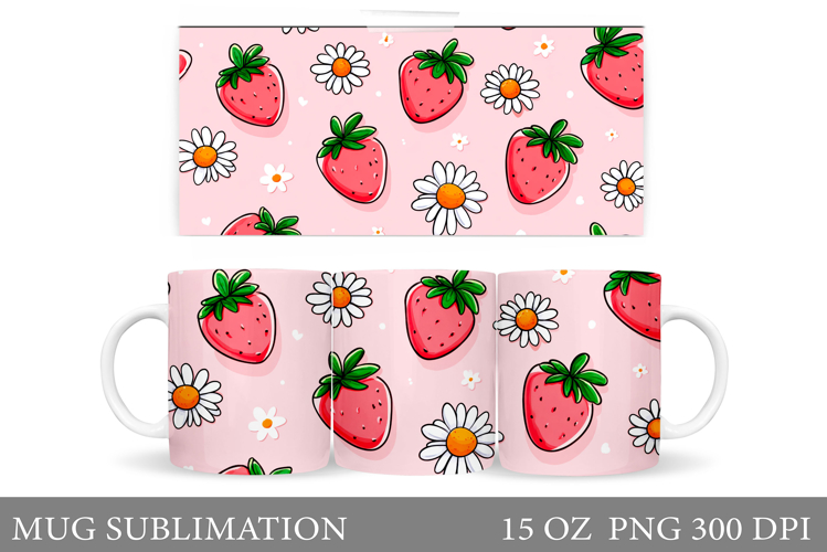 Strawberry Mug Design. Strawberry Sublimation
