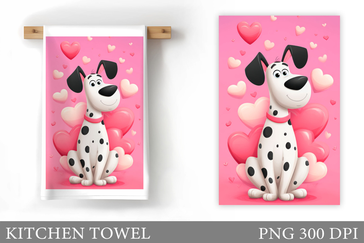 Valentines Dog Kitchen Towel. Valentine Kitchen Towel Design