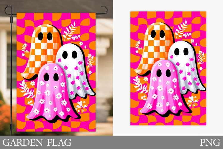 Ghost Garden Flag Sublimation. Halloween Garden Flag Design example image 1