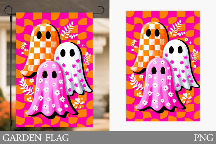Ghost Garden Flag Sublimation. Halloween Garden Flag Design