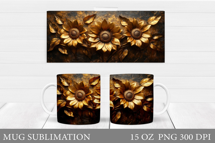Sunflowers Mug Sublimation. Flowers Mug Wrap Design