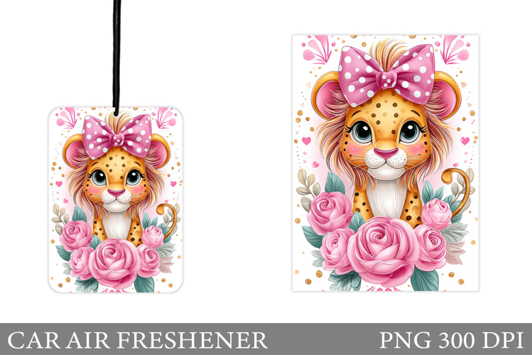 Cute Lion Car Air Freshener. Cute Lion Sublimation